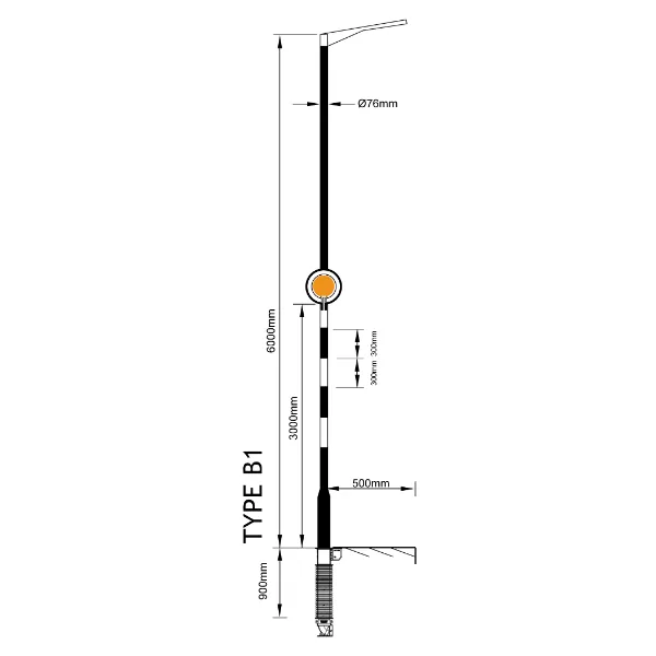 Pedestrian Crossing Pole 6m (Type B1)