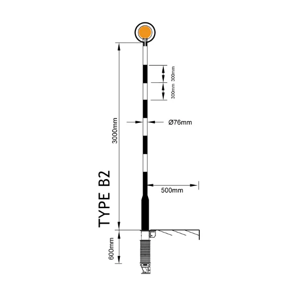 Pedestrian Crossing Pole 3m (Type B2)